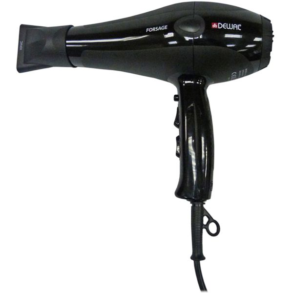 Фен DEWAL Forsage черный, ионизация, 2200Bт, 2 насадки