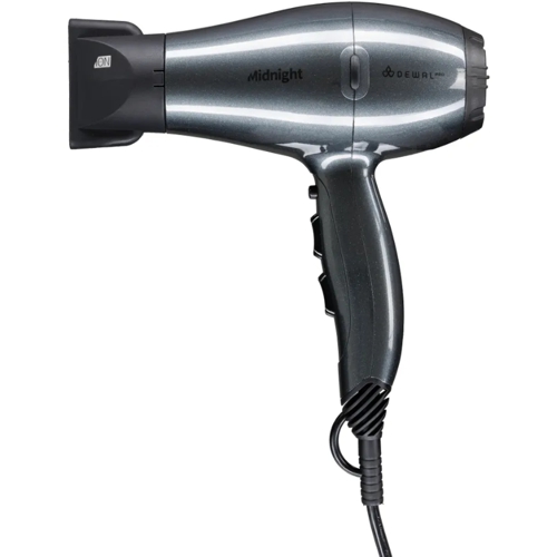 Фен DEWAL Midnight серый , ионизация, 2000Bт, 2 насадки