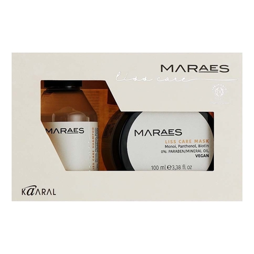KAARAL Liss Care shampoo & Mask Travel Size. Разглаживающий шампунь и маска для прямых волос 100млх2